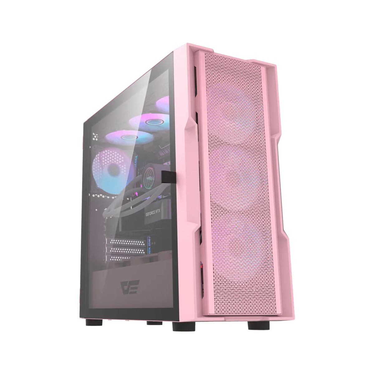 DARKFLASH DK431 ATX TOWER CASE W/ TEMPERED GLASS SIDE PANEL-Pink