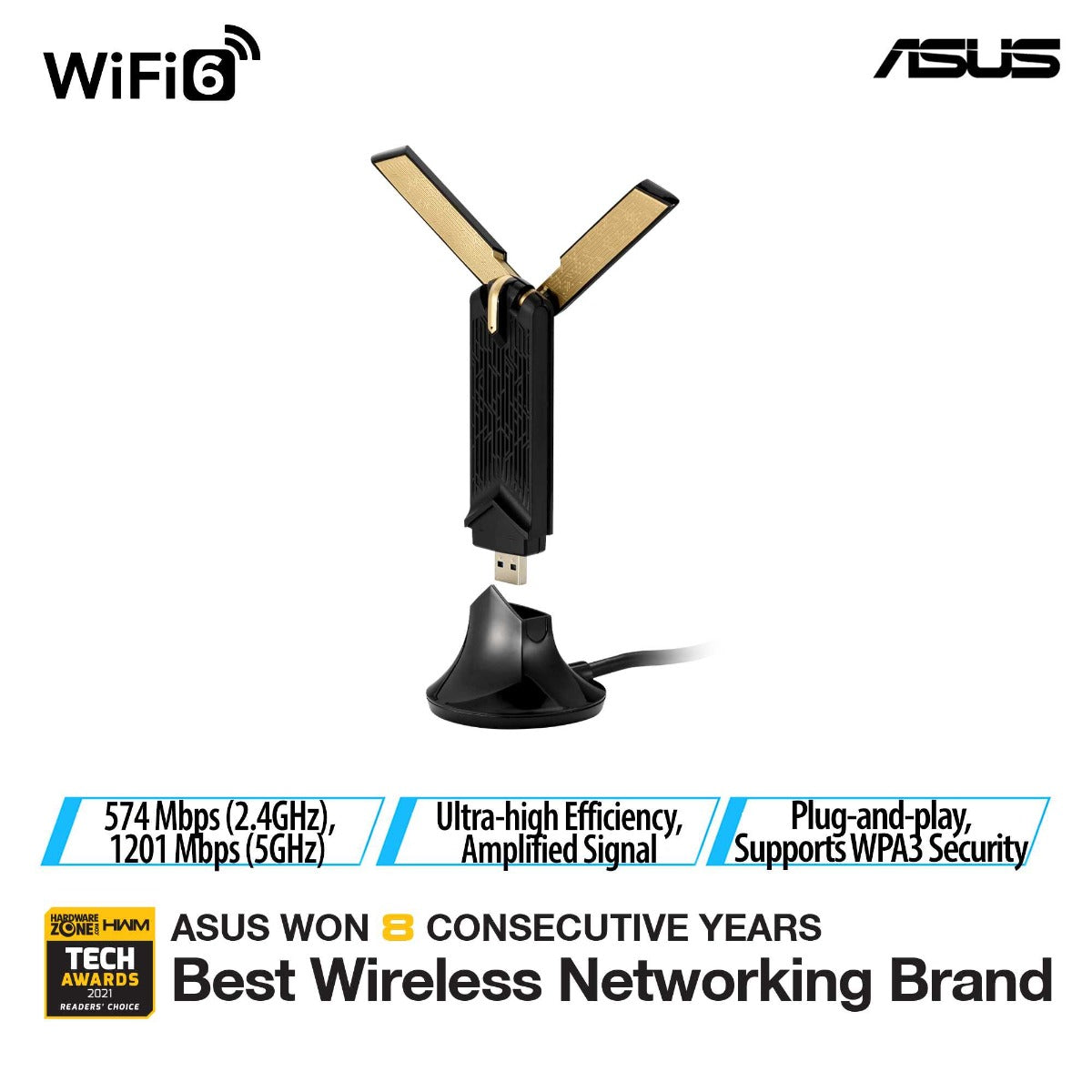ASUS USB-AX56 AX1800 DUAL BAND USB WIFI 6 ADAPTER