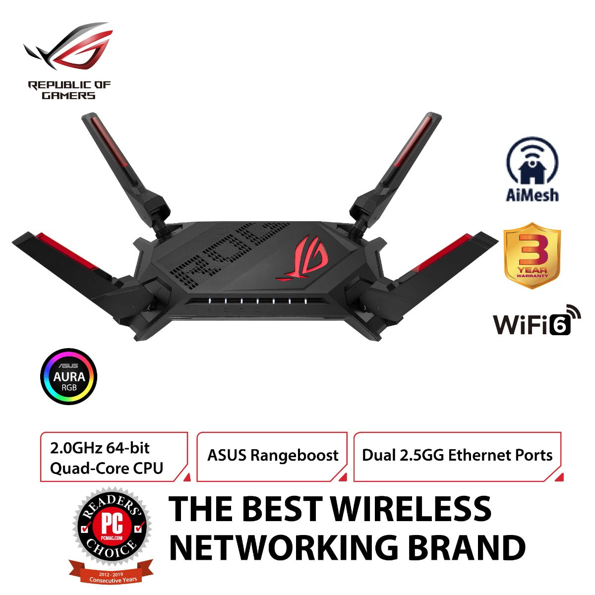 ASUS GT-AX6000 ROG RAPTURE DUAL BAND GAMING ROUTER