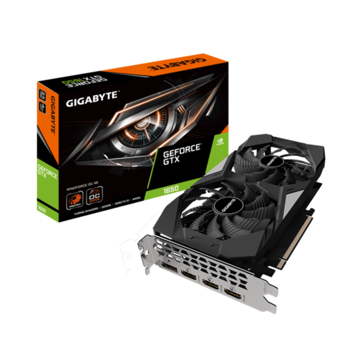 GIGABYTE GTX 1650 4096MB 128BIT GDDR6 WINDFORCE OC-4GD 2FANS (DVI, HDMI, DP) WF2OC4GD