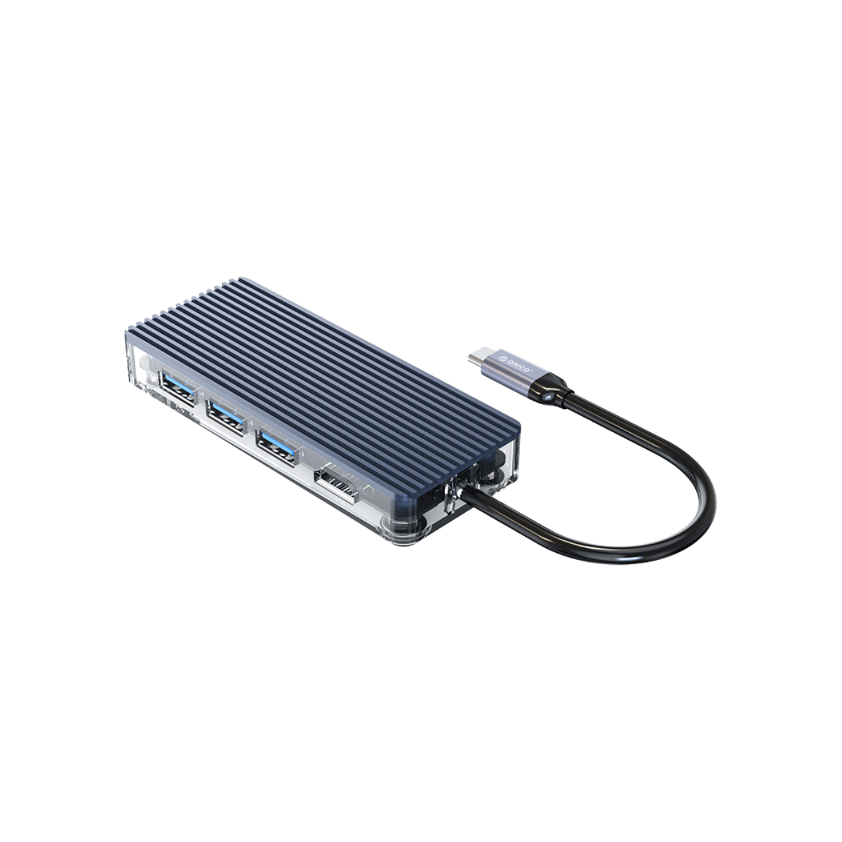 ORICO 6 IN 1 TYPE-C TRANSPARENT HUB (3XUSB-A, HDMI, TF, SD)