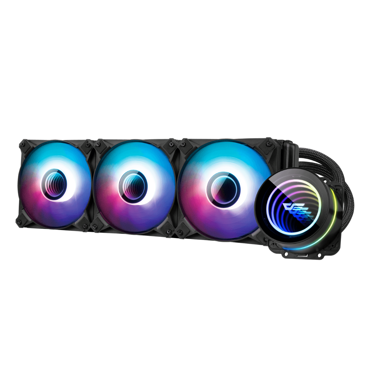 DARKFLASH TWISTER DX360 V2.6 ARGB AIO 360MM LIQUID CPU COOLER (LGA1700 READY) (BLACK)-Black