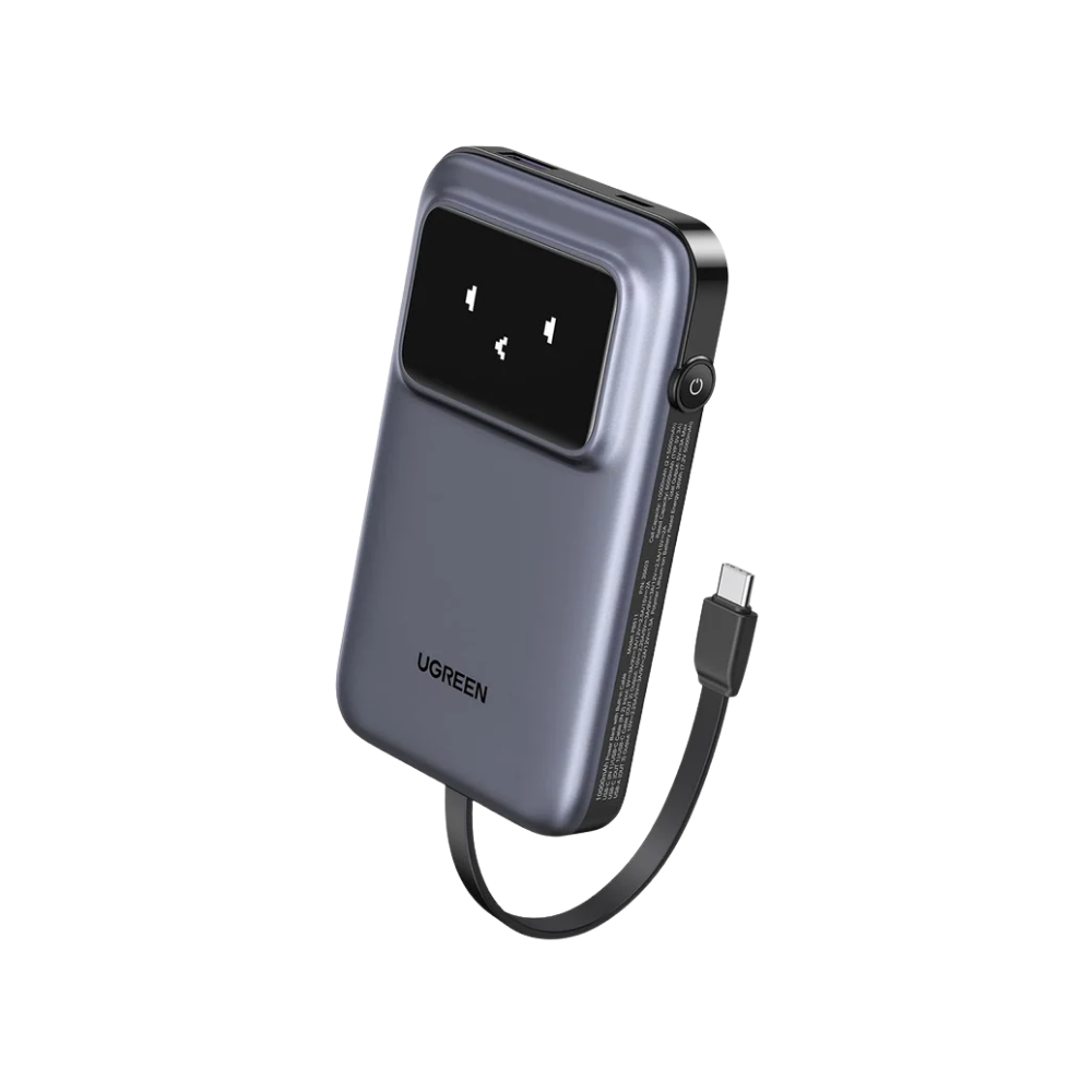 UGREEN PB511 POWERBANK 10000MAH 30W W/ BUILT-IN USB-C CABLE & LED DISPLAY (1XUSB-A, 1XUSB-C)