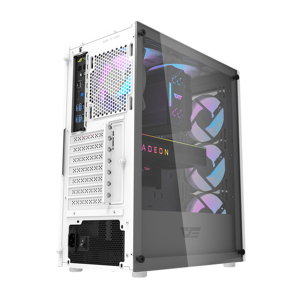 DARKFLASH DK352 ATX TOWER CASE W/ MESH FRONT, TEMPERED GLASS SIDE PANEL, 4 ARGB FANS