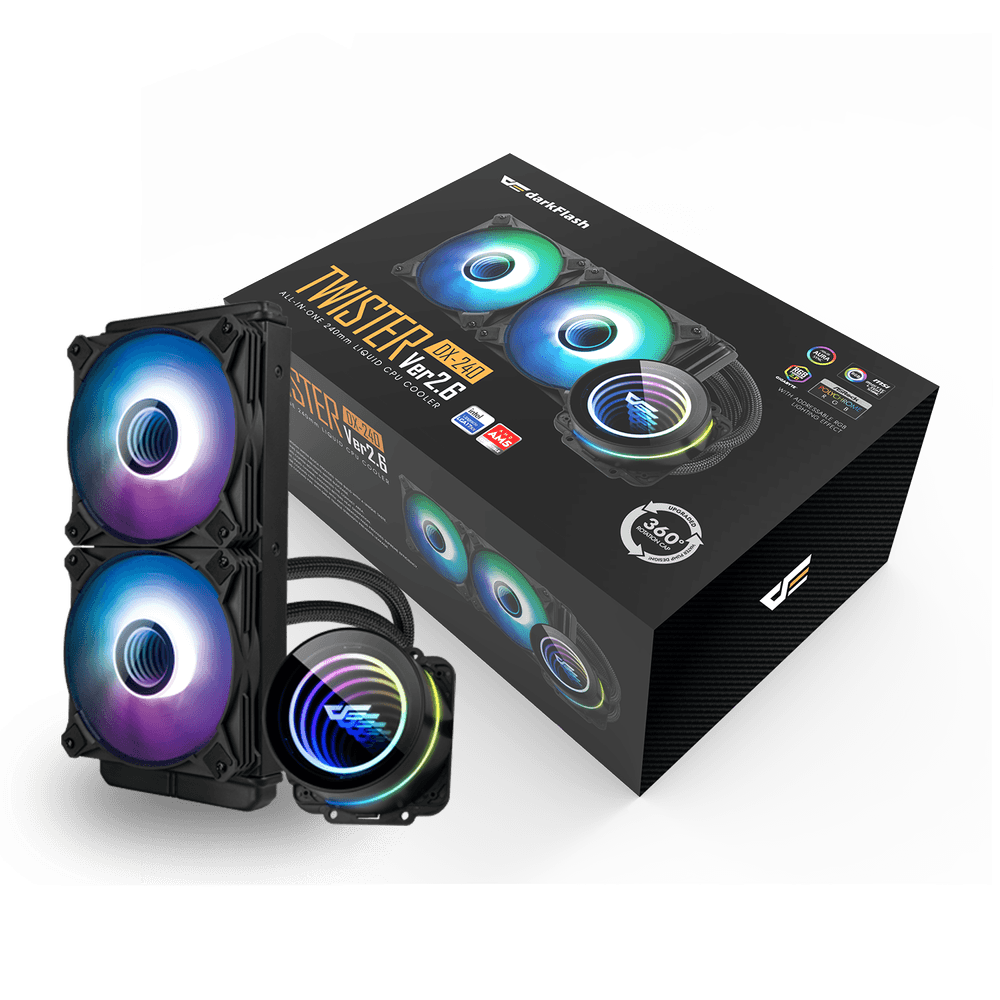 DARKFLASH TWISTER DX240 V2.6 ARGB AIO 240MM LIQUID CPU COOLER (LGA1700 READY)