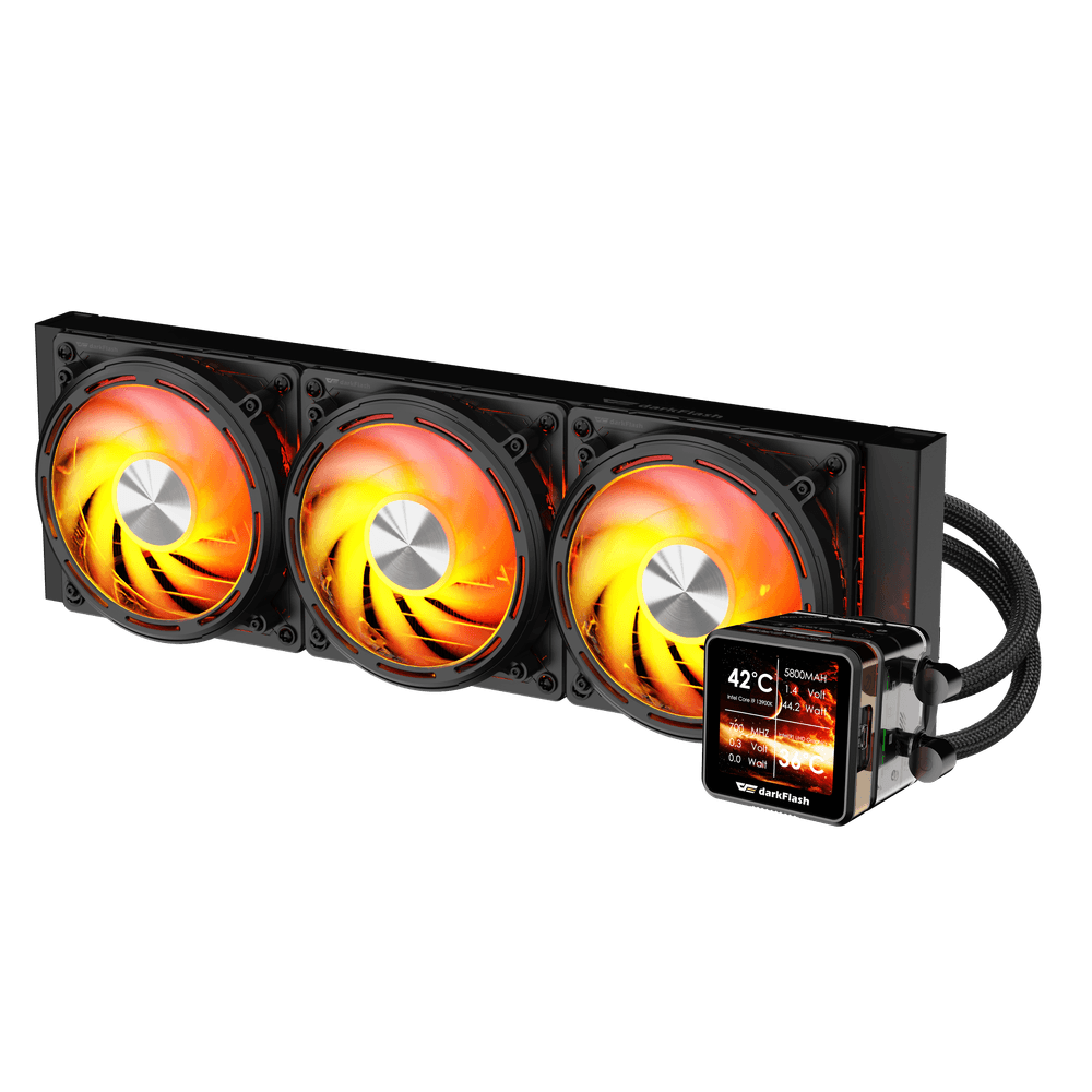 DARKFLASH EXPLORE DE360 ARGB AIO 360MM LIQUID CPU COOLER W/ 2.88" IPS DISPLAY