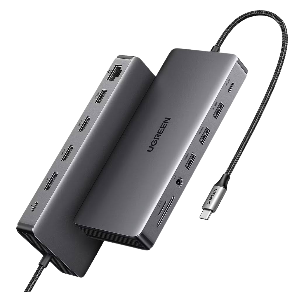 UGREEN 13 IN 1 USB-C HUB (4XUSB-A 3.0, 2XUSB-C, 2XHDMI, DP, RJ45, MICROSD, SD, 3.5MM)