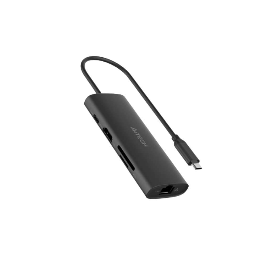 A4TECH DST-80C 8-IN-1 USB-C DOCKING STATION (USB-C, USB-C 100W, USB2.0, USB3.0, HDMI, RJ45, MICROSD, SD) (20CM) ASH GRAY