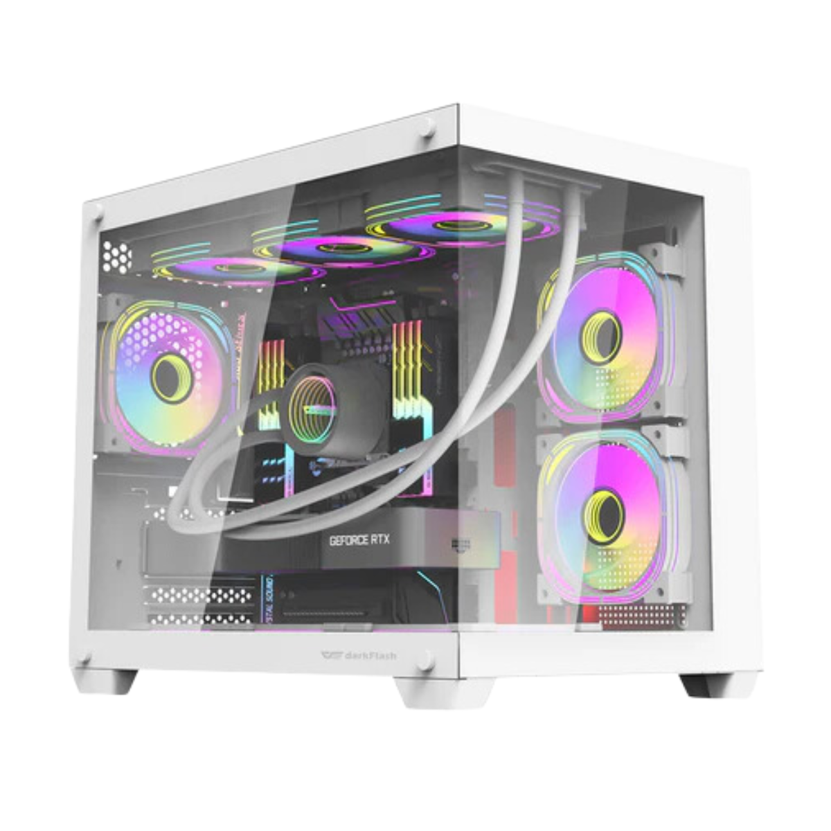 DARKFLASH C285MP MICRO ATX CASE W/ TEMPERED GLASS PANORAMIC SIDE-White