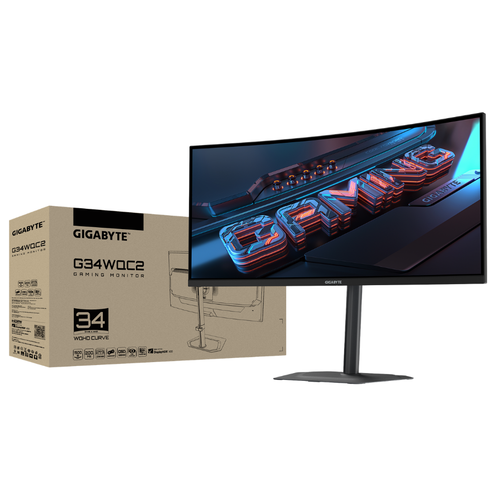GIGABYTE G34WQC2 34" WQHD LED CURVED GAMING MONITOR 200HZ 1MS WLMNT (2XHDMI, 2XDP)