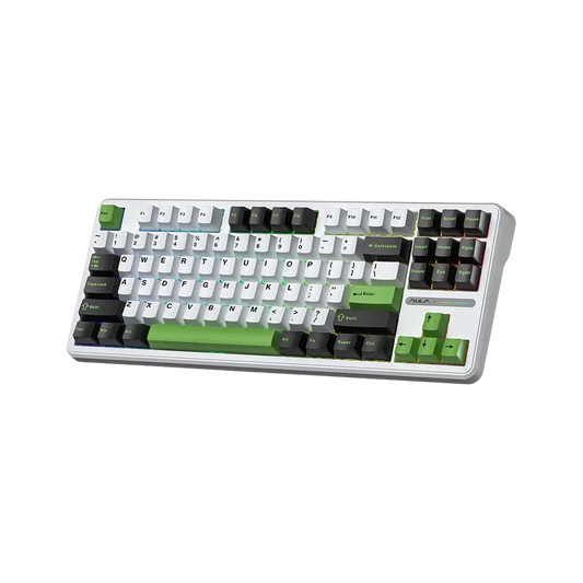 AULA F87 87 KEYS GASKET TRI-MODE MECHANICAL KEYBOARD (LINEAR SWITCH/SWAPPBL) BLACK/WHITE/GREEN