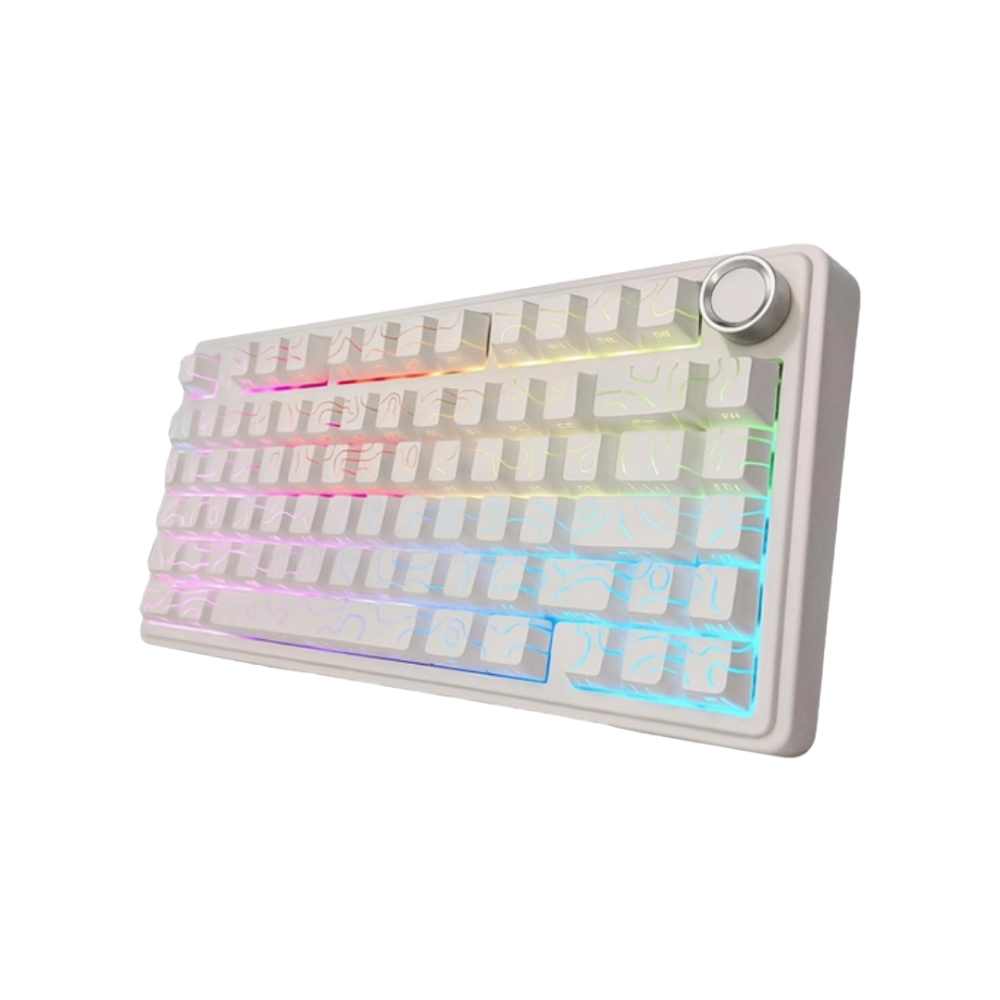 AULA F75 75-KEY GASKET TRI-MODE MECHANICAL KEYBOARD (LINEAR SWITCH/SWAPPBL) WHITE CONTOUR