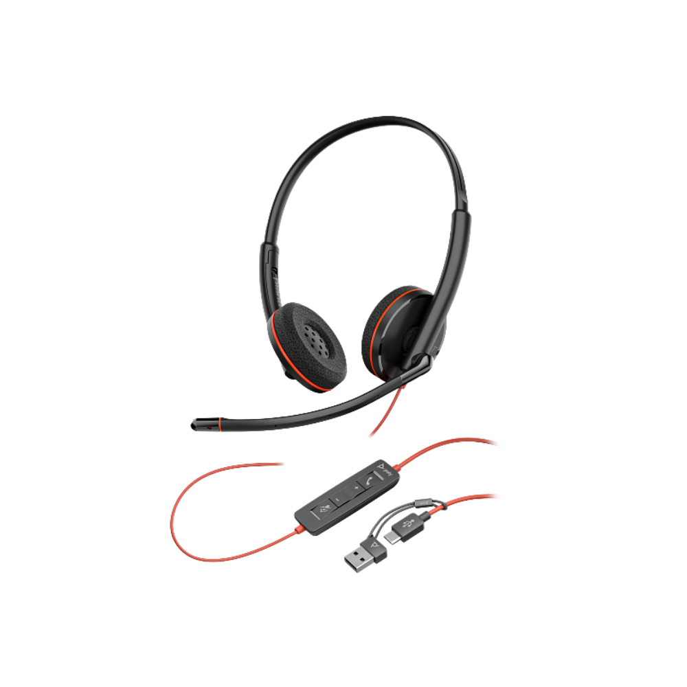 POLY BLACKWIRE 3220 USB-A/USB-C WIRED HEADSET (8X228AA)