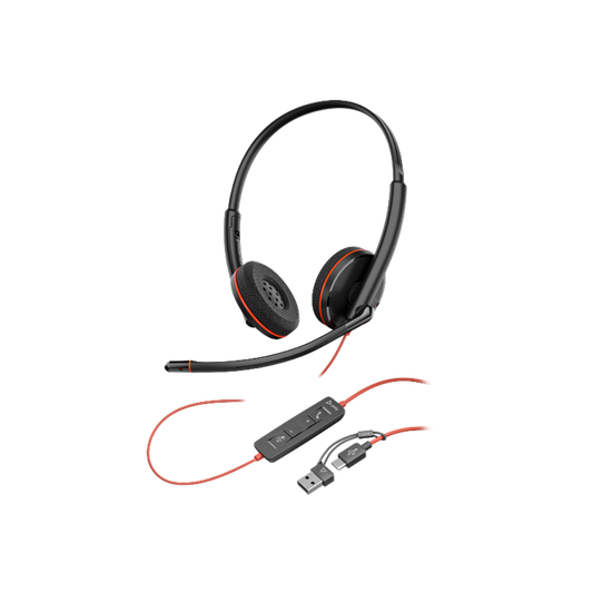 POLY BLACKWIRE 3220 USB-A/USB-C WIRED HEADSET (8X228AA)