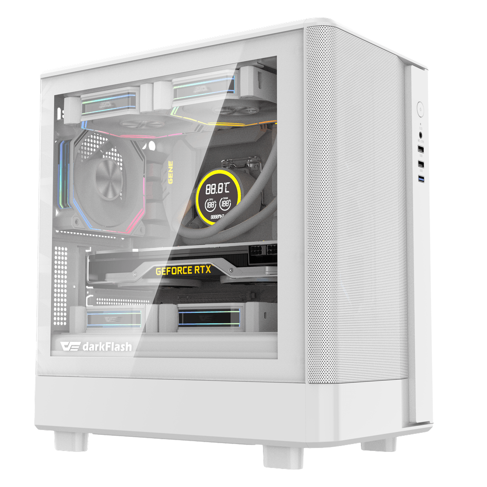 DARKFLASH DB330M MESH M-ATX CASE W/TEMPERED GLASS SIDE (WHITE)