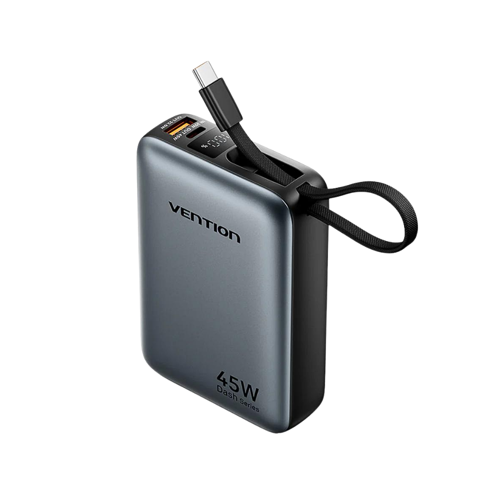 VENTION 20000MAH 45W POWERBANK (USB-C) W/ BUILT-IN USB-C CABLE BLACK