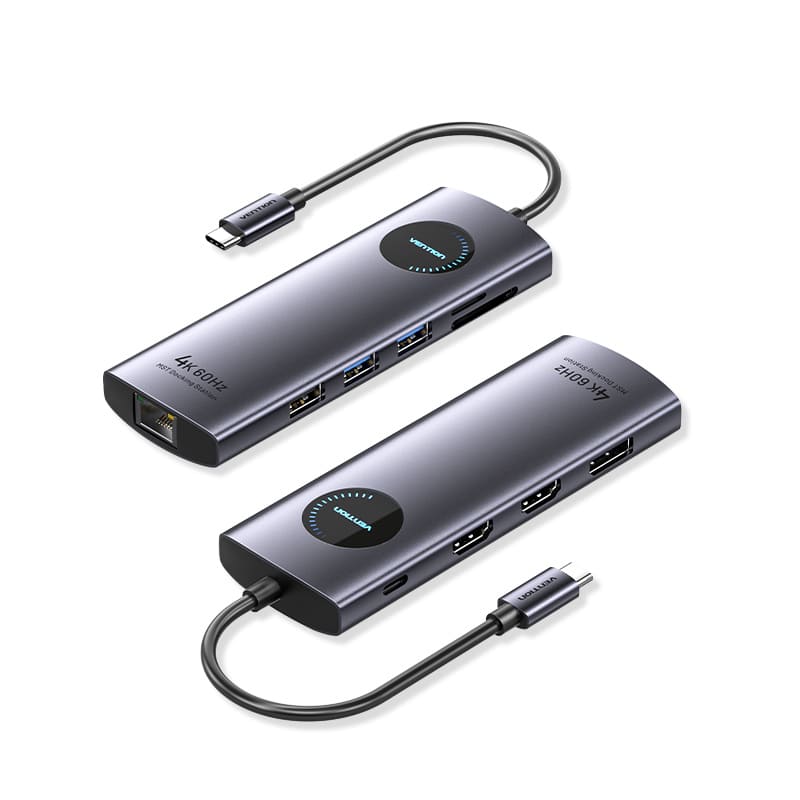 VENTION 10PORTS USB-C HUB (3XUSB-A, 2XHDMI, DP, RJ45, USB-C, SD, MICRO-SD) BLACK