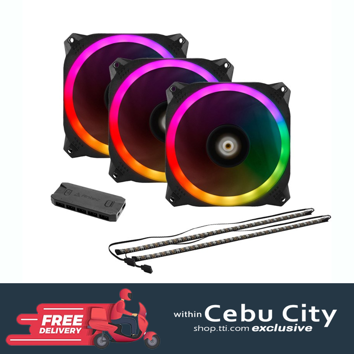 ANTEC PRIZM 120 ARGB 3+2+C 3IN1 PACK WITH FAN CONTROLLER & ARGB LED STRIPS