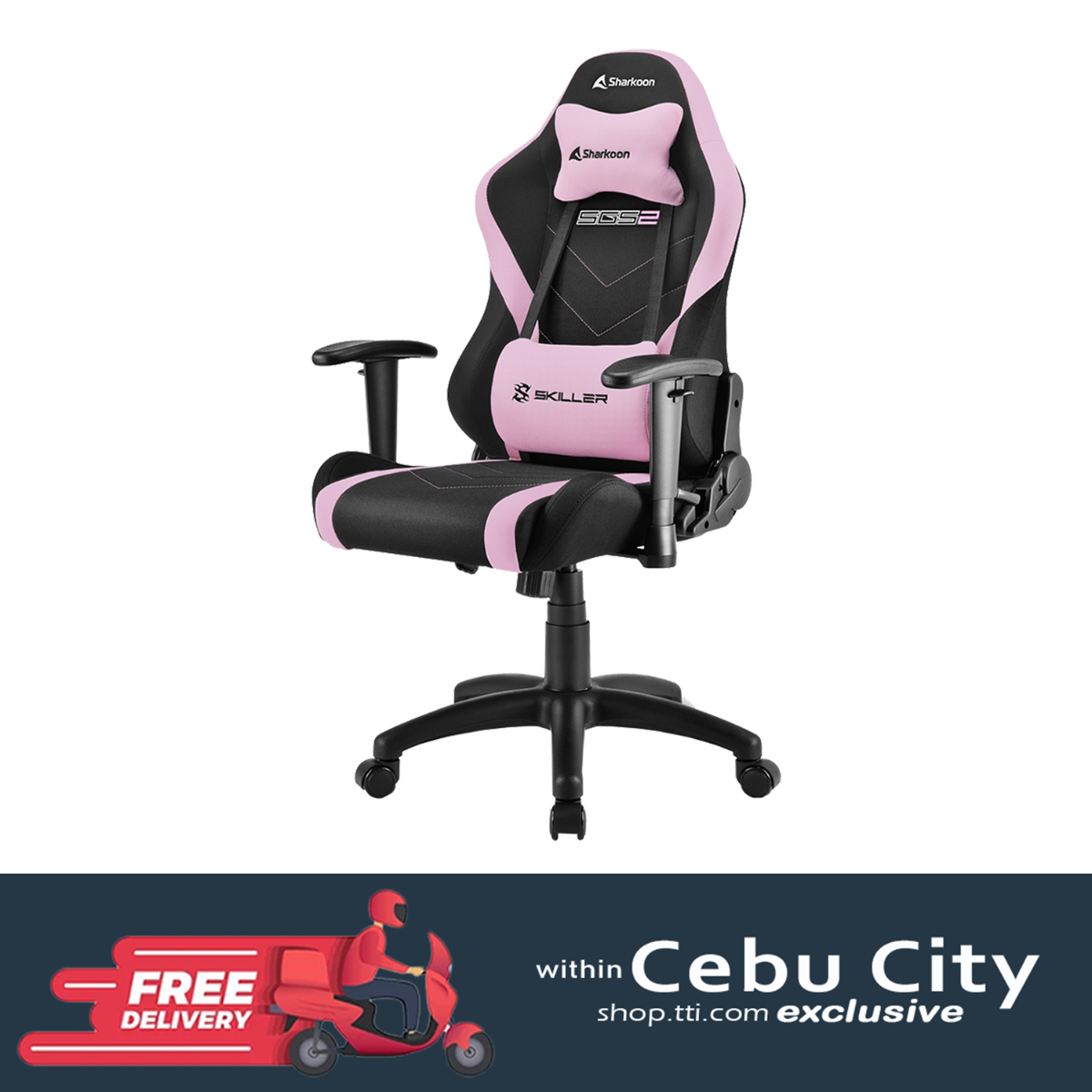 SHARKOON SKILLER SGS2 JR GAMING CHAIR W/ HEADREST & LUMBAR CUSHION (BLUE)