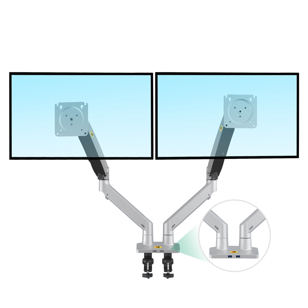NORTH BAYOU F195A 22-32" DUAL MONITOR ARM MOUNT (SILVER)