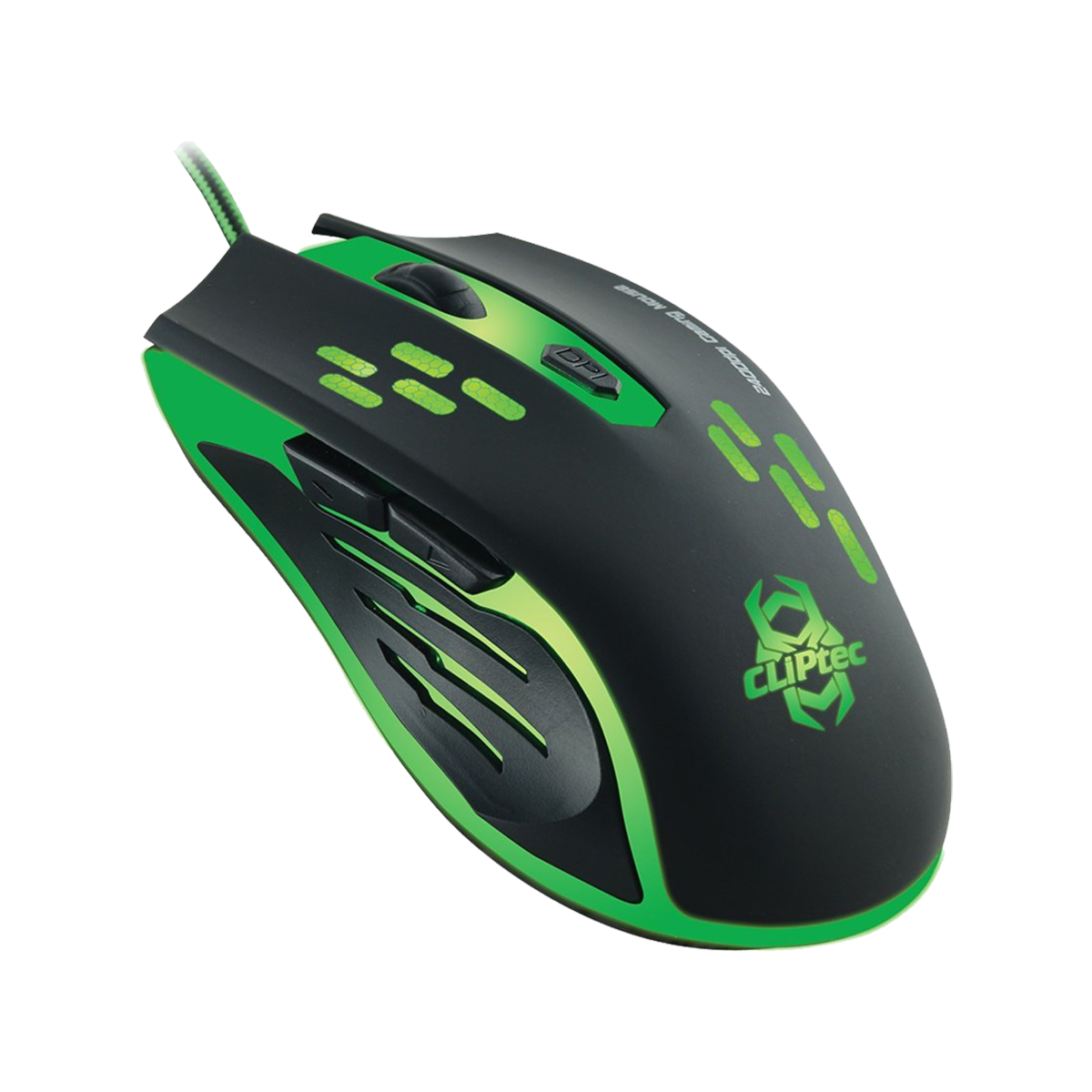 CLIPTEC SAURIS 2400DPI ILLUMINATED GAMING MOUSE (GREEN)