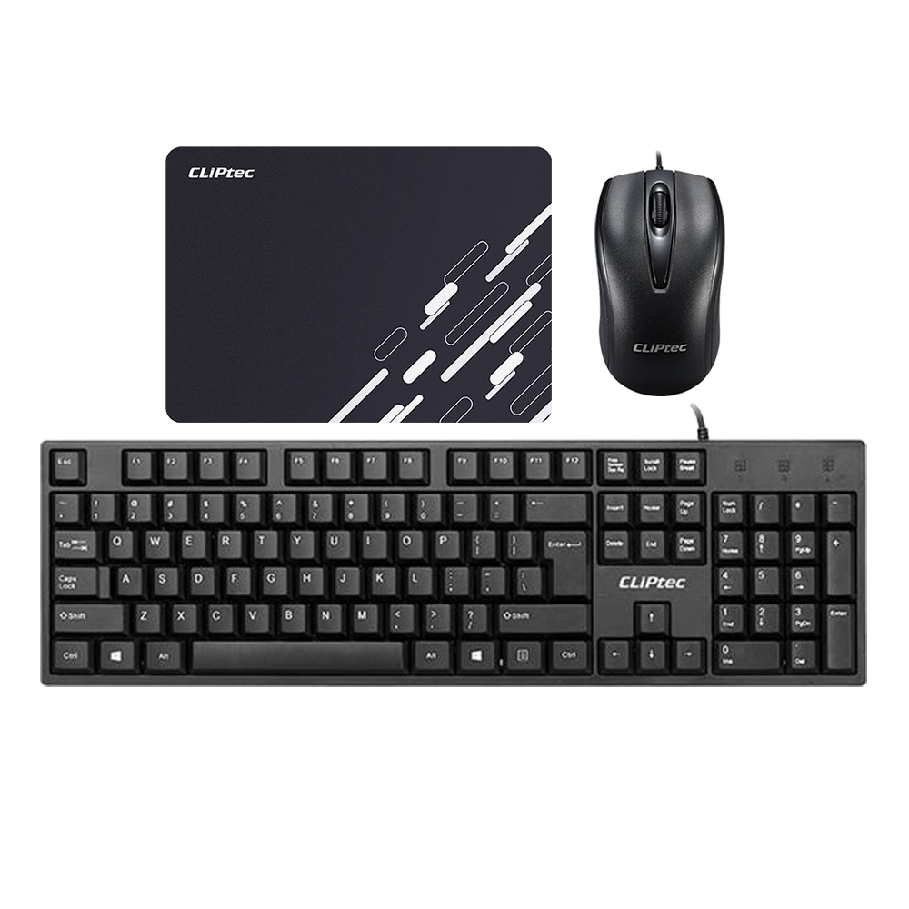 CLIPTEC OFIZ-COMBO3 USB KEYBOARD + MOUSE + MOUSE PAD (BLACK)
