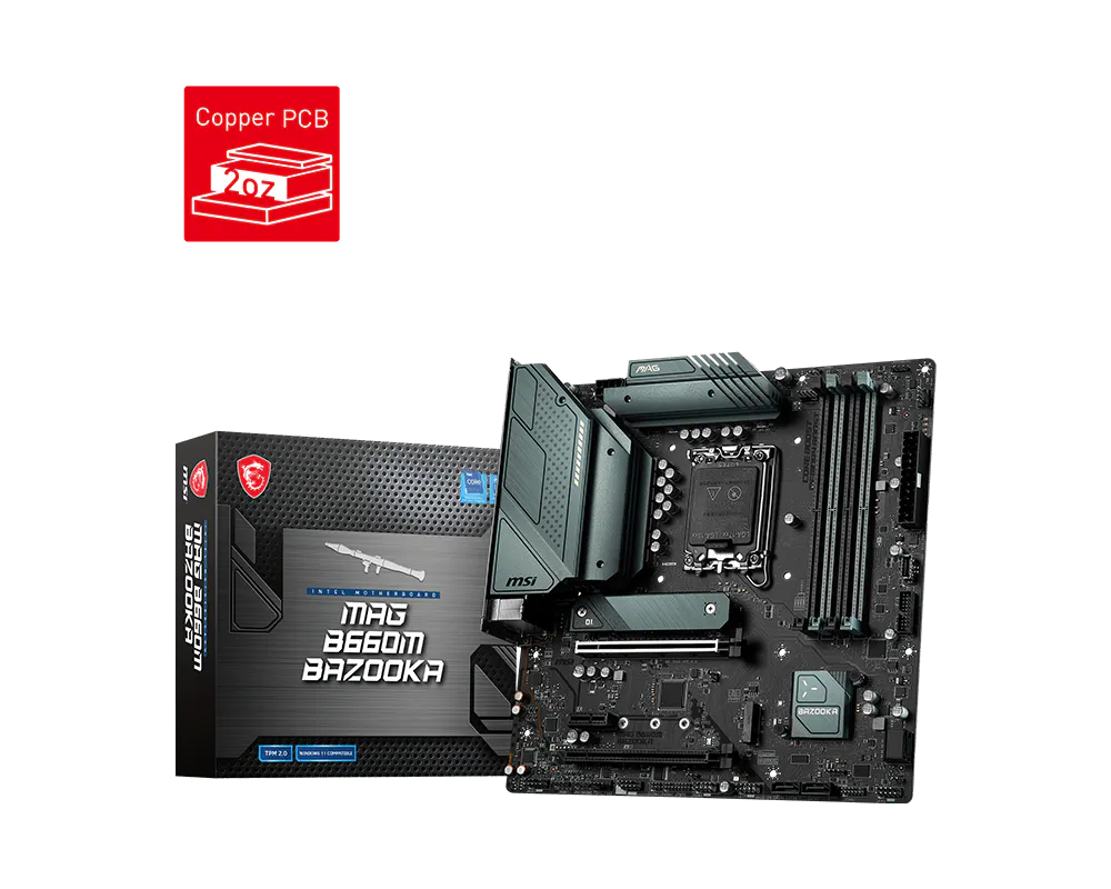 MSI MAG B660M BAZOOKA 4DDR4 2XM.2 MOTHERBOARD (HDMI, DP)