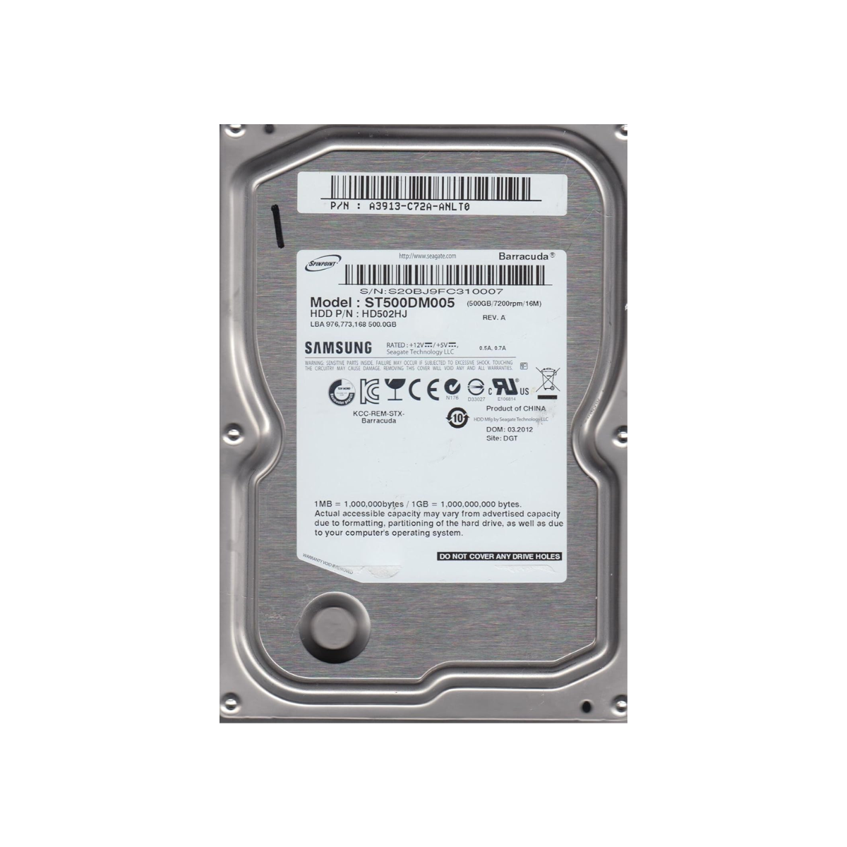 SAMSUNG 500GB SATA HDD (ST500DM005) 16MB