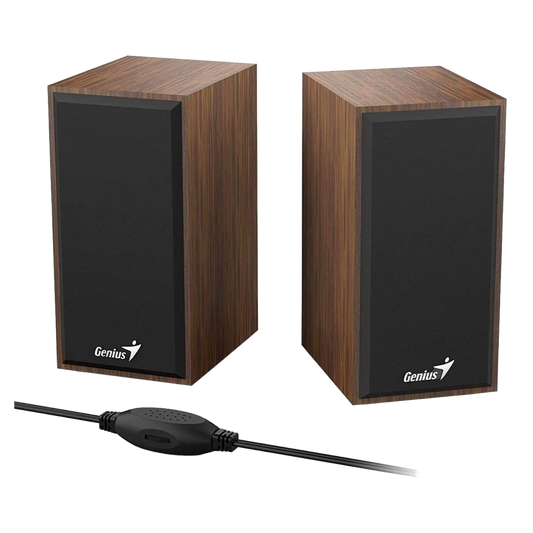 GENIUS SP-HF180 USB POWERED WOODEN STEREO SPEAKER W/ 3.5MM JACK (BLACK)