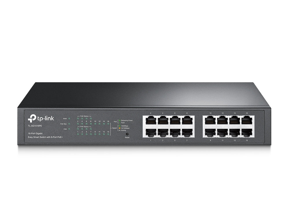 TPLINK SG1016PE 16PORT GIGABIT EASY SMART SWITCH (8PORTS W/ POE SUPPORT)