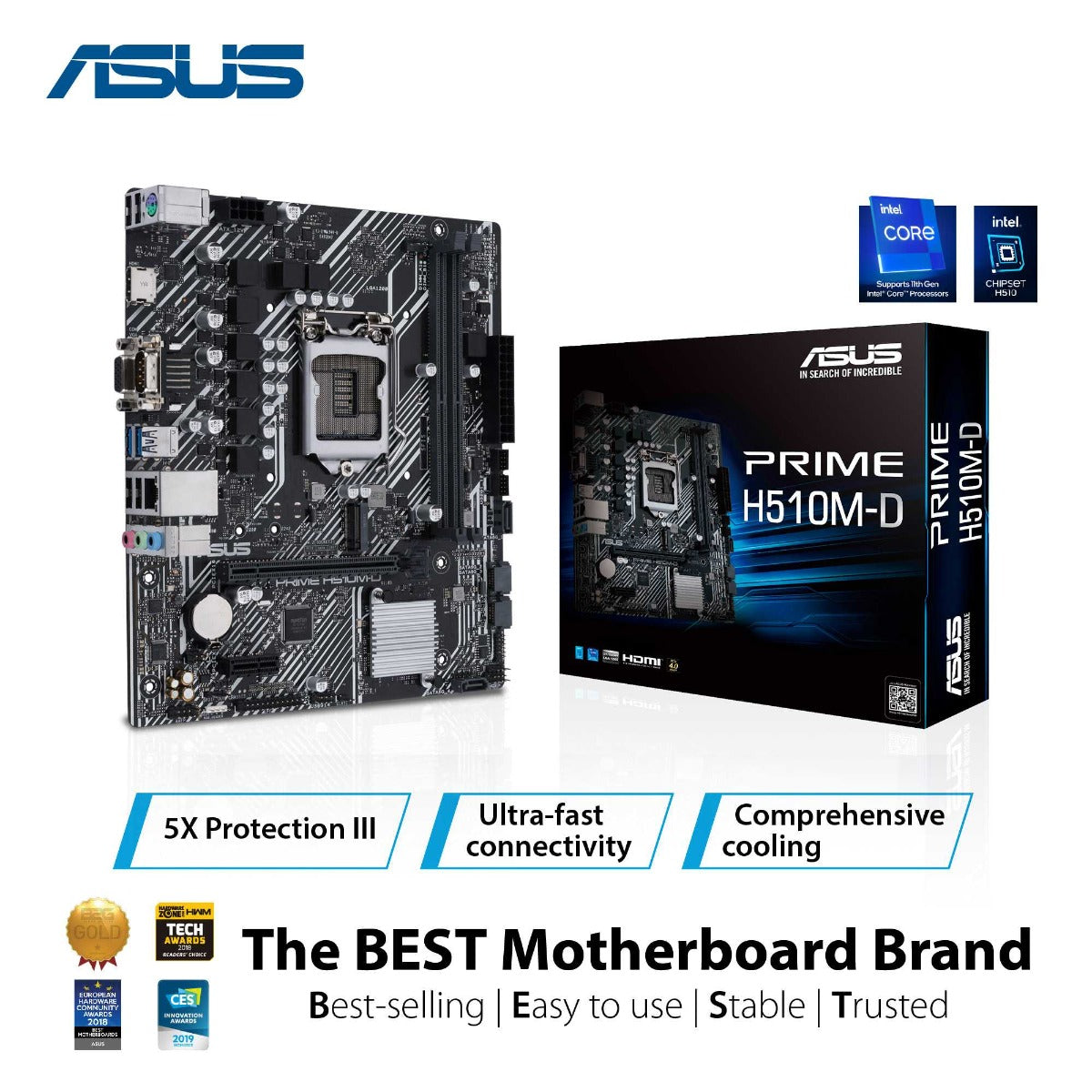 ASUS PRIME H510M-D 2DDR4 M.2 MOTHERBOARD (HDMI, DB15) W/ SERIAL