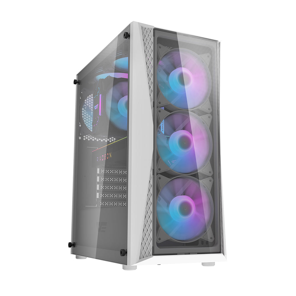 DARKFLASH DK352 PLUS ATX TOWER CASE W/ TEMPERED GLASS SIDE PANEL, 4 ARGB FANS (BLACK)