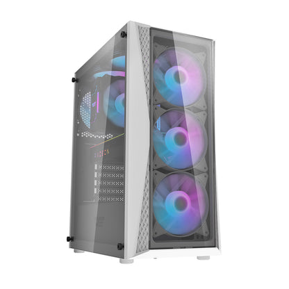 DARKFLASH DK352 PLUS ATX TOWER CASE W/ TEMPERED GLASS SIDE PANEL, 4 ARGB FANS (BLACK)