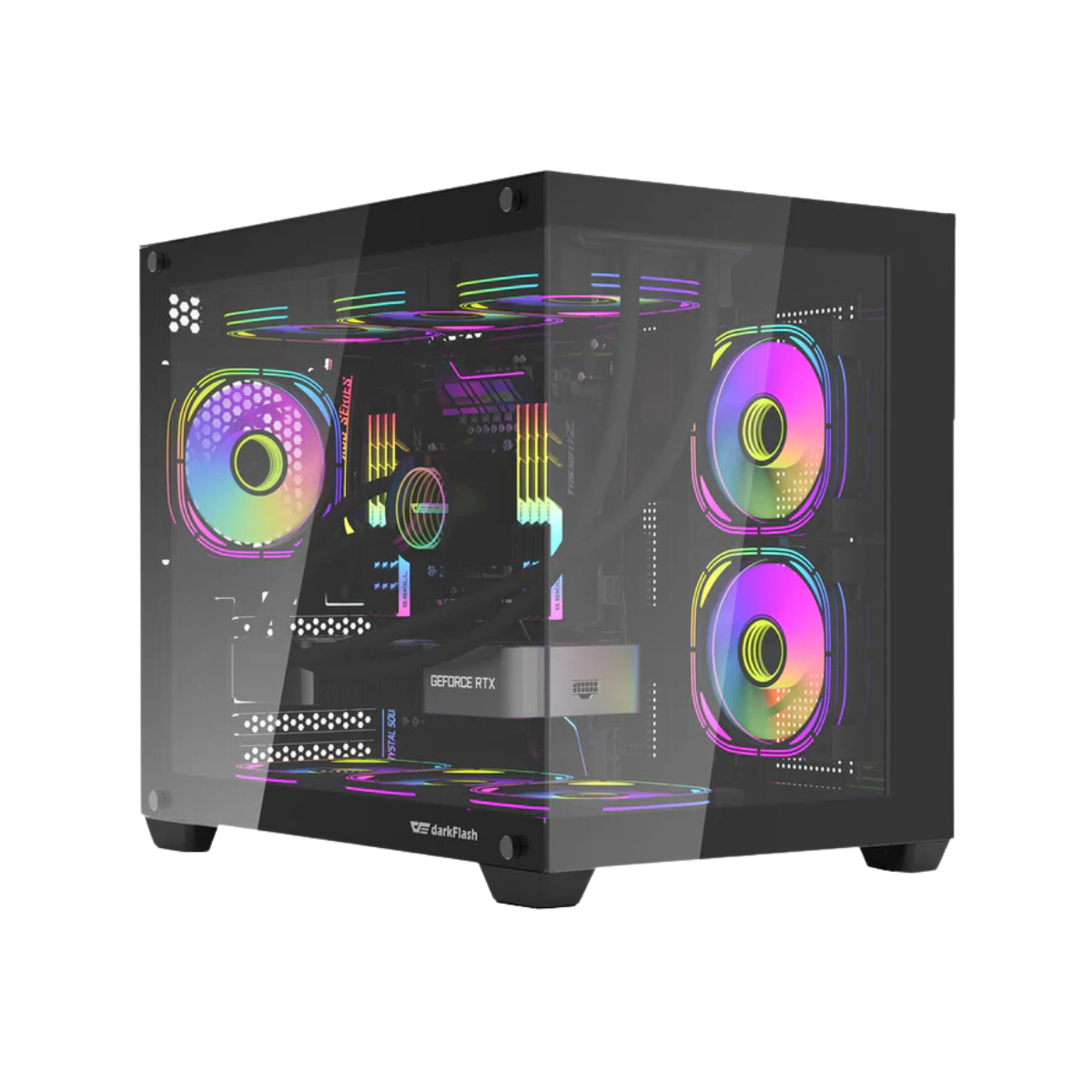 DARKFLASH C285MP MICRO ATX CASE W/ TEMPERED GLASS PANORAMIC SIDE-Black