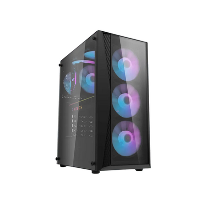 DARKFLASH DK352 ATX TOWER CASE W/ MESH FRONT, TEMPERED GLASS SIDE PANEL, 4 ARGB FANS