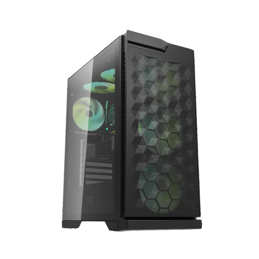 DARKFLASH DK361 ATX TOWER CASE W/ TEMPERED GLASS SIDE PANEL, 4 ARGB FANS-Black