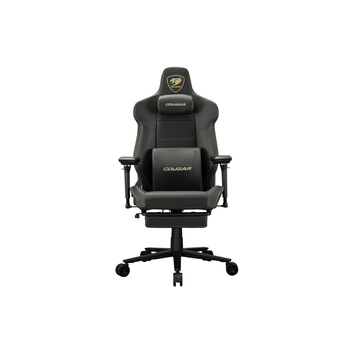 COUGAR ARMOR EVO M GAMING CHAIR W/ HEADREST & LUMBAR CUSHION, 5D-ARMREST (BLACK/GOLD)