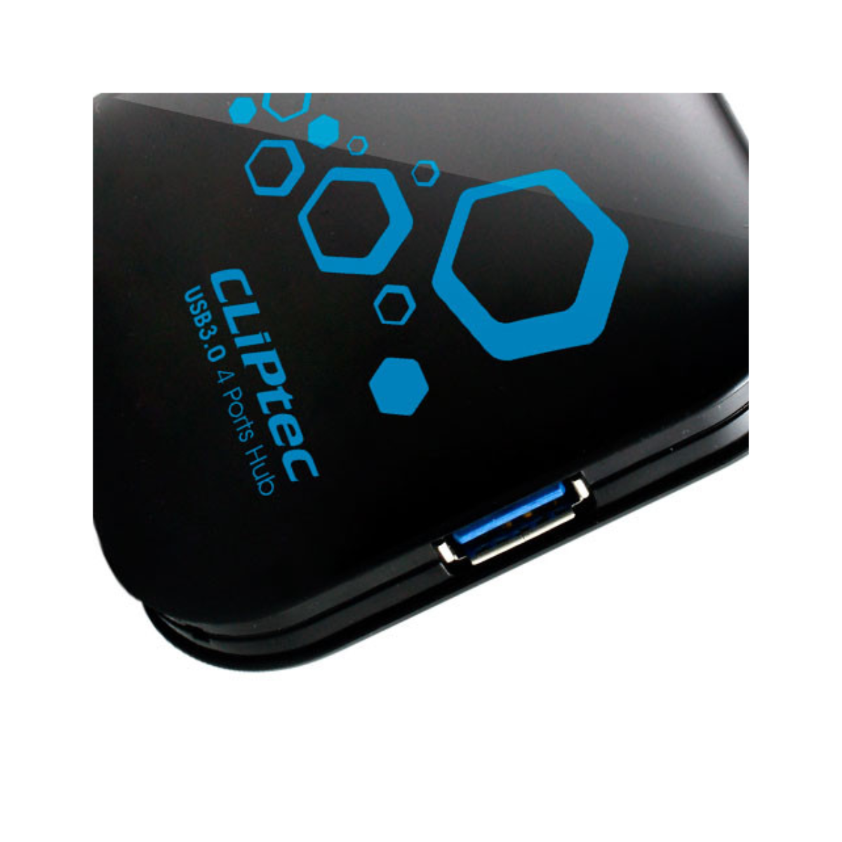 CLIPTEC 4PORT USB 3.0 HUB (THUNDER) W/ NEW CHIPSET NO ADAPTOR-Black