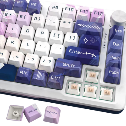 REDRAGON CYRUS PRO RGB 75% TRI-MODE GASKET MECHANICAL KEYBOARD W/ KNOB (LINEAR SWITCH/SWAPPBL) ANIME VIOLET/WHITE