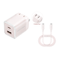 VENTION FOLDABLE PLUG 30W (1XUSB-C, 1XUSB-A) ADAPTER W/ 1M CABLE PINK