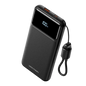 VENTION 10000MAH 22.5W POWERBANK (USB-C, USB-A) W/ BUILT-IN USB-C CABLE, LED DISPLAY (BLACK)