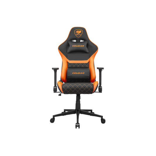 COUGAR ARMOR ONE GAMING CHAIR-V2 F W/ HEADREST & LUMBAR CUSHION (BLACK/ORANGE)