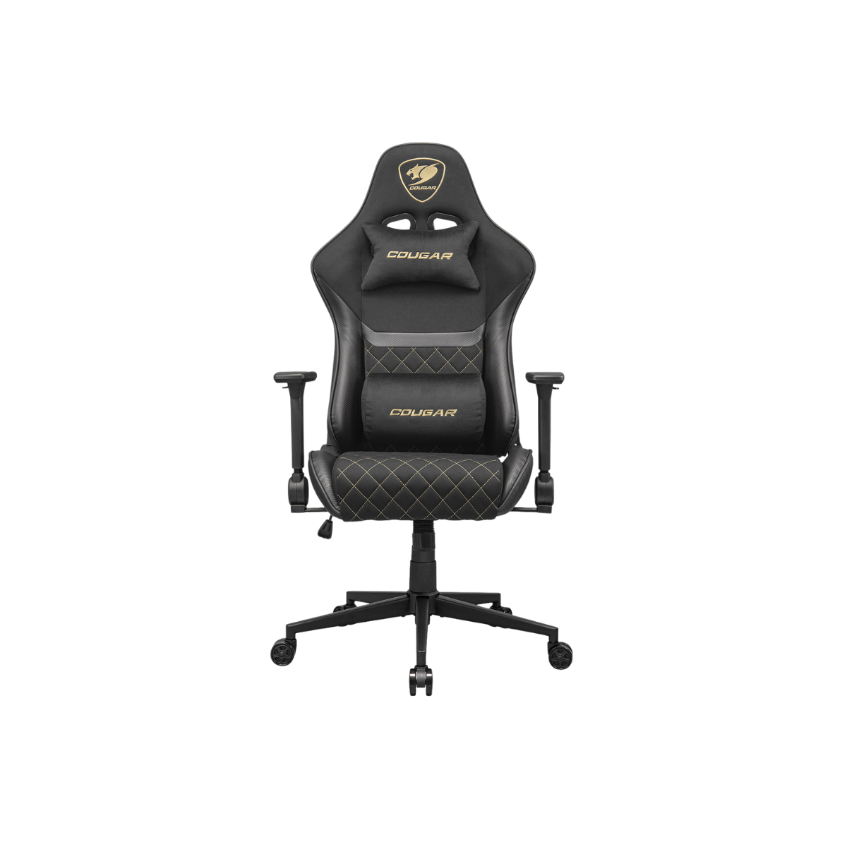 COUGAR ARMOR ONE GAMING CHAIR V2 F W/ HEADREST & LUMBAR CUSHION (BLACK/GOLD)