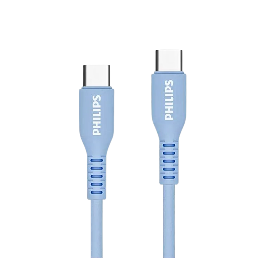 PHILIPS USB-C (M) TO USB-C (M) 60W SILICON CABLE (4FT/1.2M) BLUE