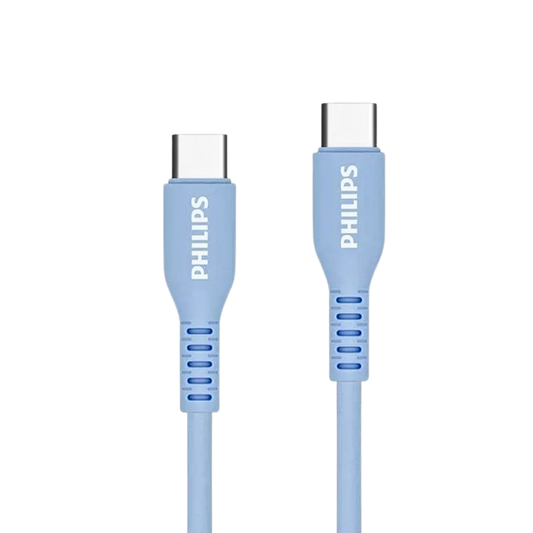 PHILIPS USB-C (M) TO USB-C (M) 60W SILICON CABLE (4FT/1.2M) BLUE
