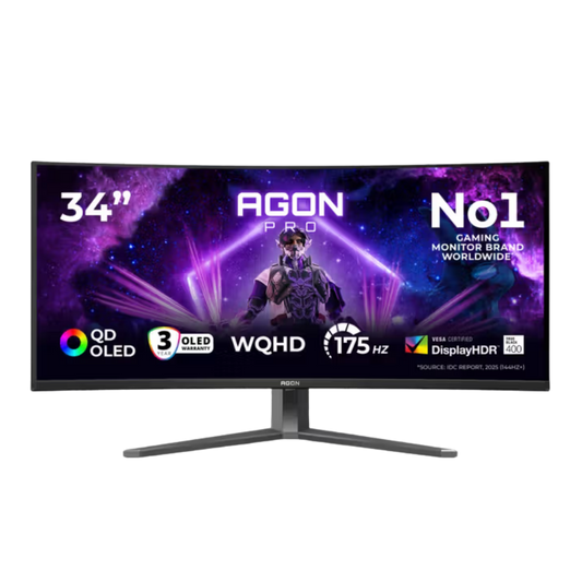 AOC AG346UCD 34" WQHD OLED CURVED GAMING MONITOR 0.03MS 175HZ WLMNT (2XHDMI, DP)