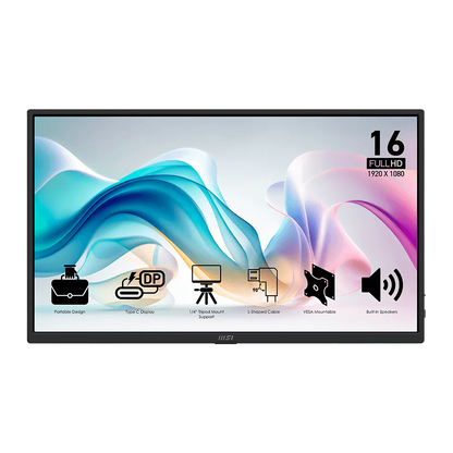 MSI PRO MP165 E6 15.6" FHD LED IPS PORTABLE MONITOR (HDMI, 2XUSB-C)
