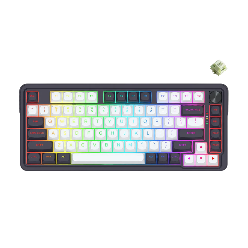 REDRAGON UCAL MAX RGB 81-KEY TRI-MODE MECHANICAL KEYBOARD W/ KNOB (LINEAR SWITCH/SWAPPBL) WHTBLK