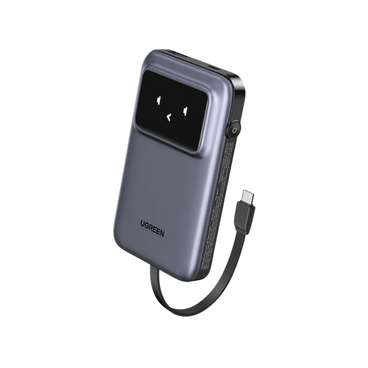 UGREEN PB511 POWERBANK 10000MAH 30W W/ BUILT-IN USB-C CABLE & LED DISPLAY (1XUSB-A, 1XUSB-C)