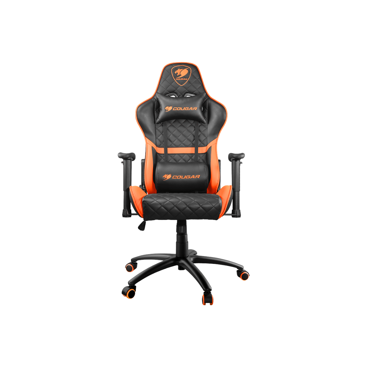 COUGAR ARMOR ONE GAMING CHAIR W/ HEADREST & LUMBAR CUSHION (BLACK/ORANGE)